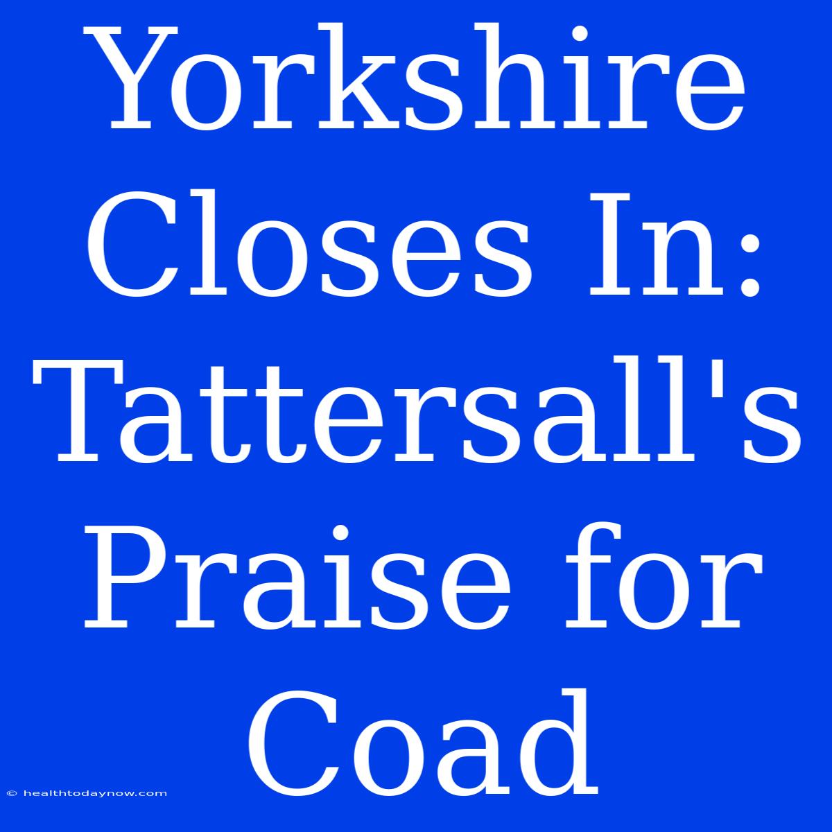 Yorkshire Closes In: Tattersall's Praise For Coad