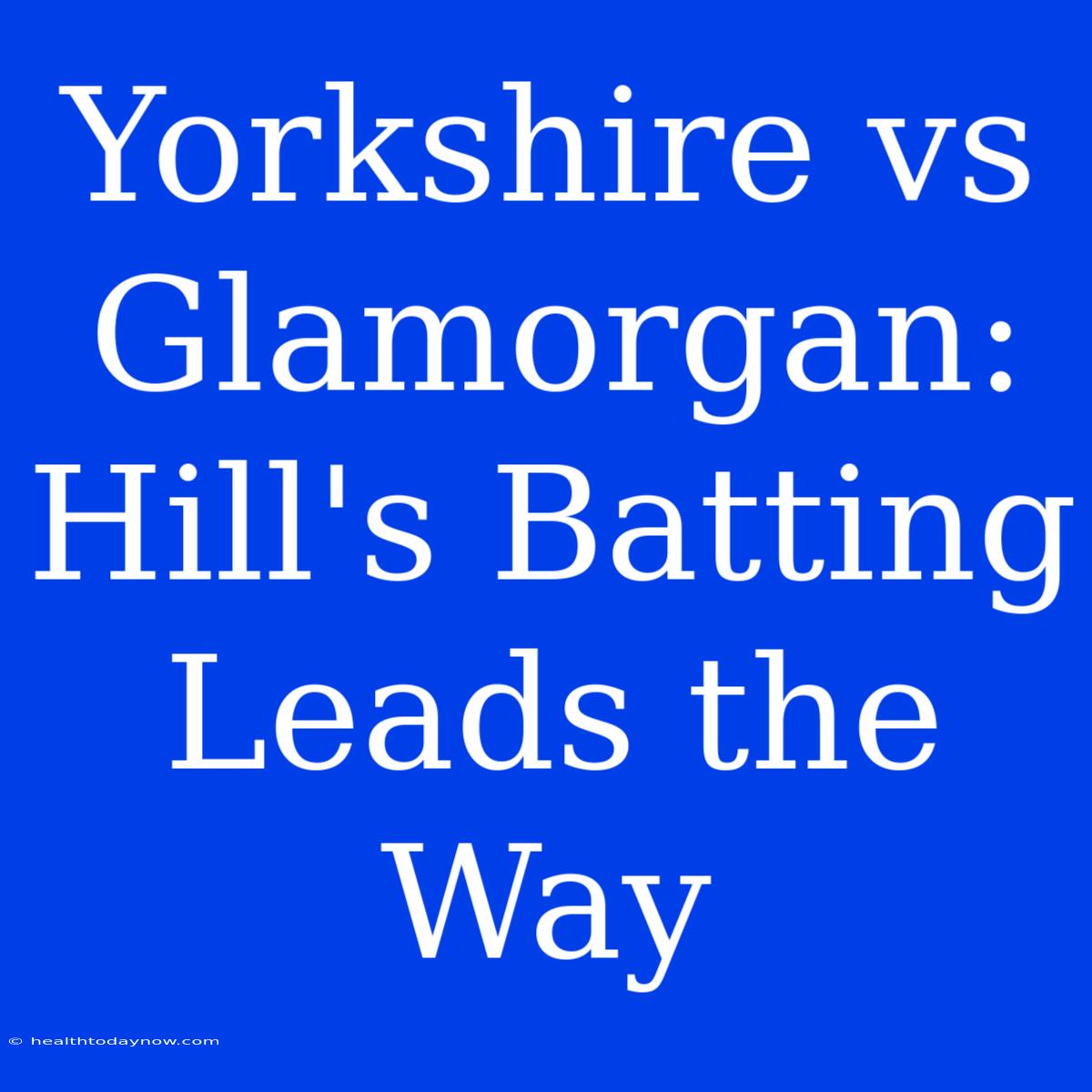 Yorkshire Vs Glamorgan: Hill's Batting Leads The Way