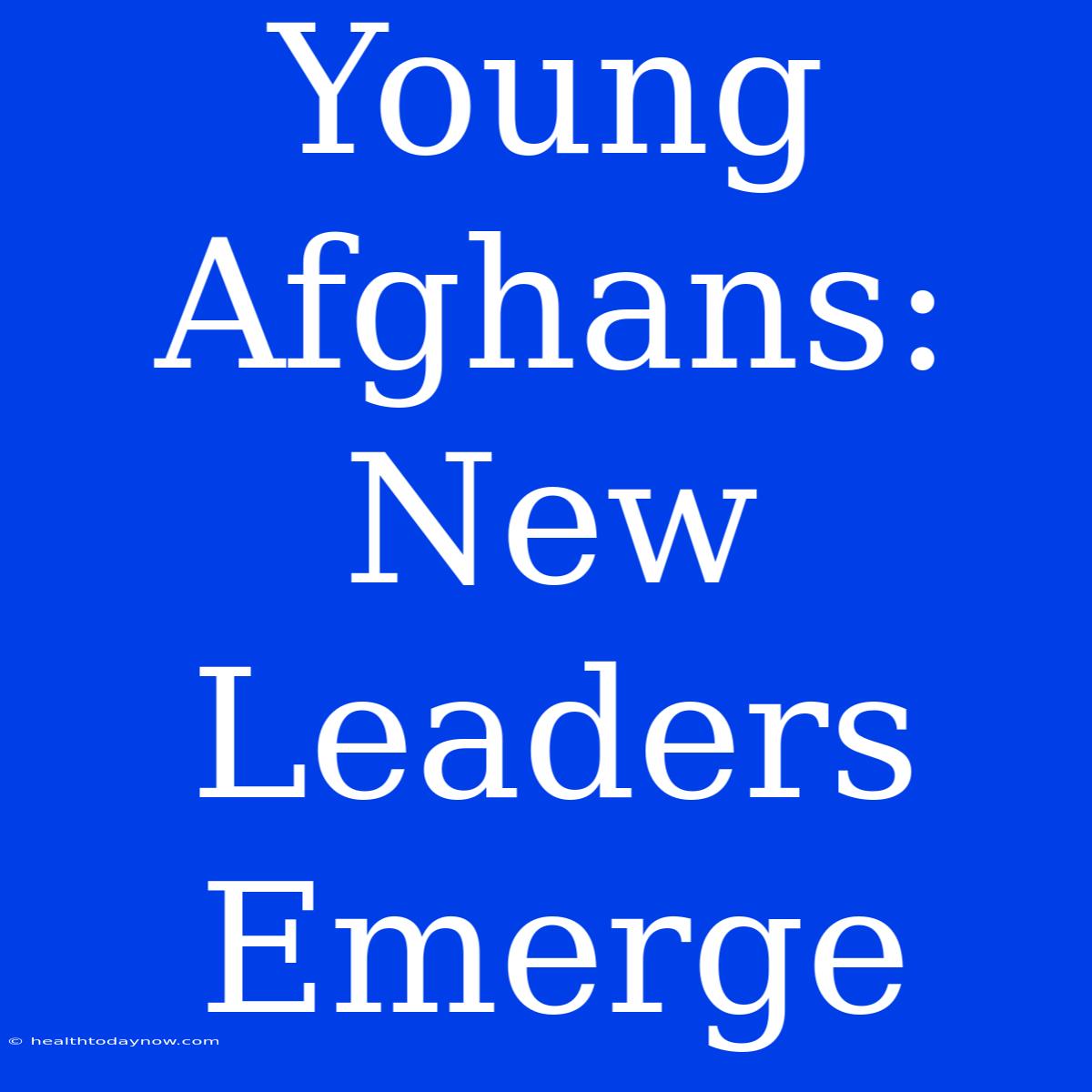 Young Afghans: New Leaders Emerge