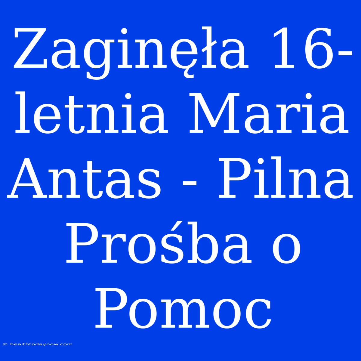 Zaginęła 16-letnia Maria Antas - Pilna Prośba O Pomoc