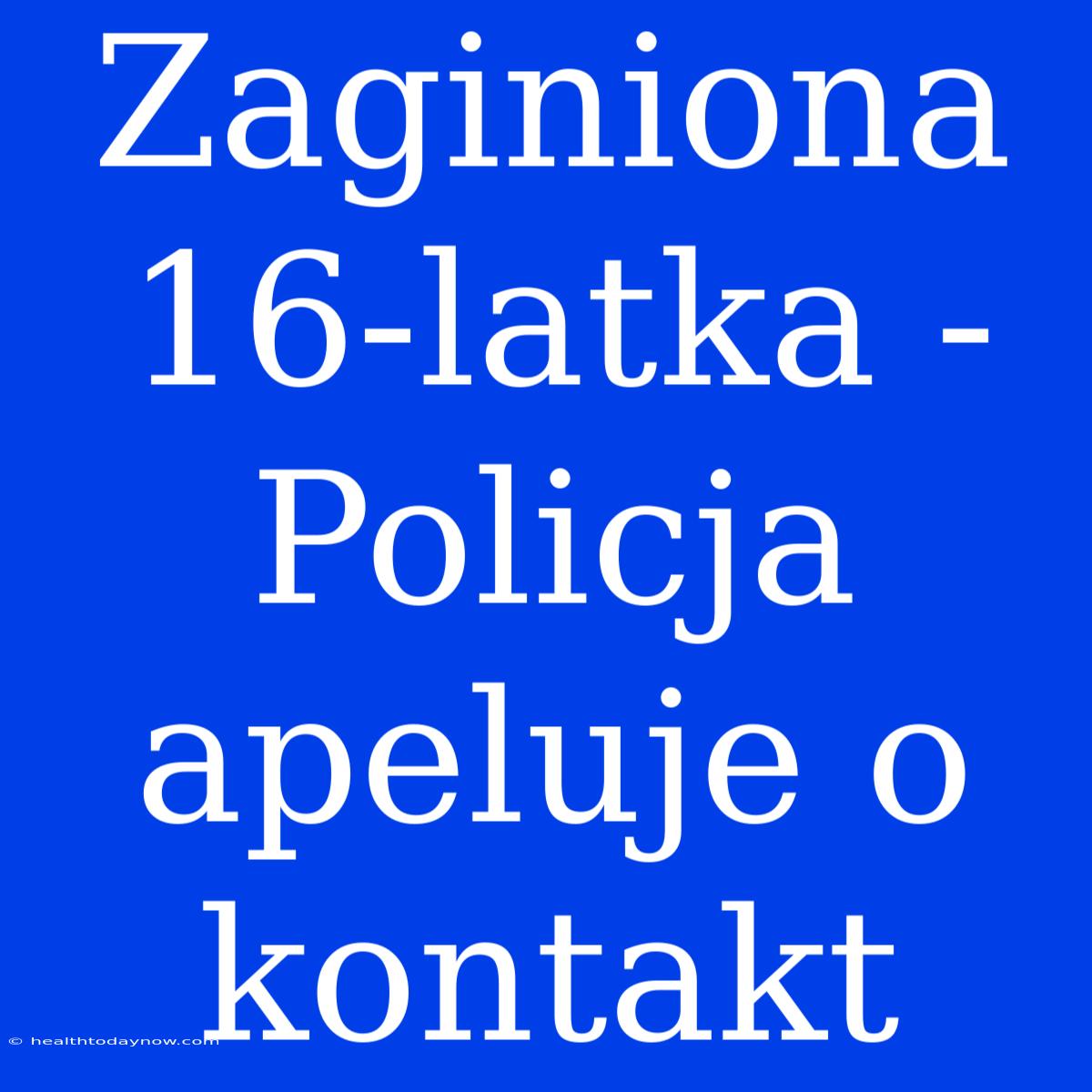 Zaginiona 16-latka - Policja Apeluje O Kontakt