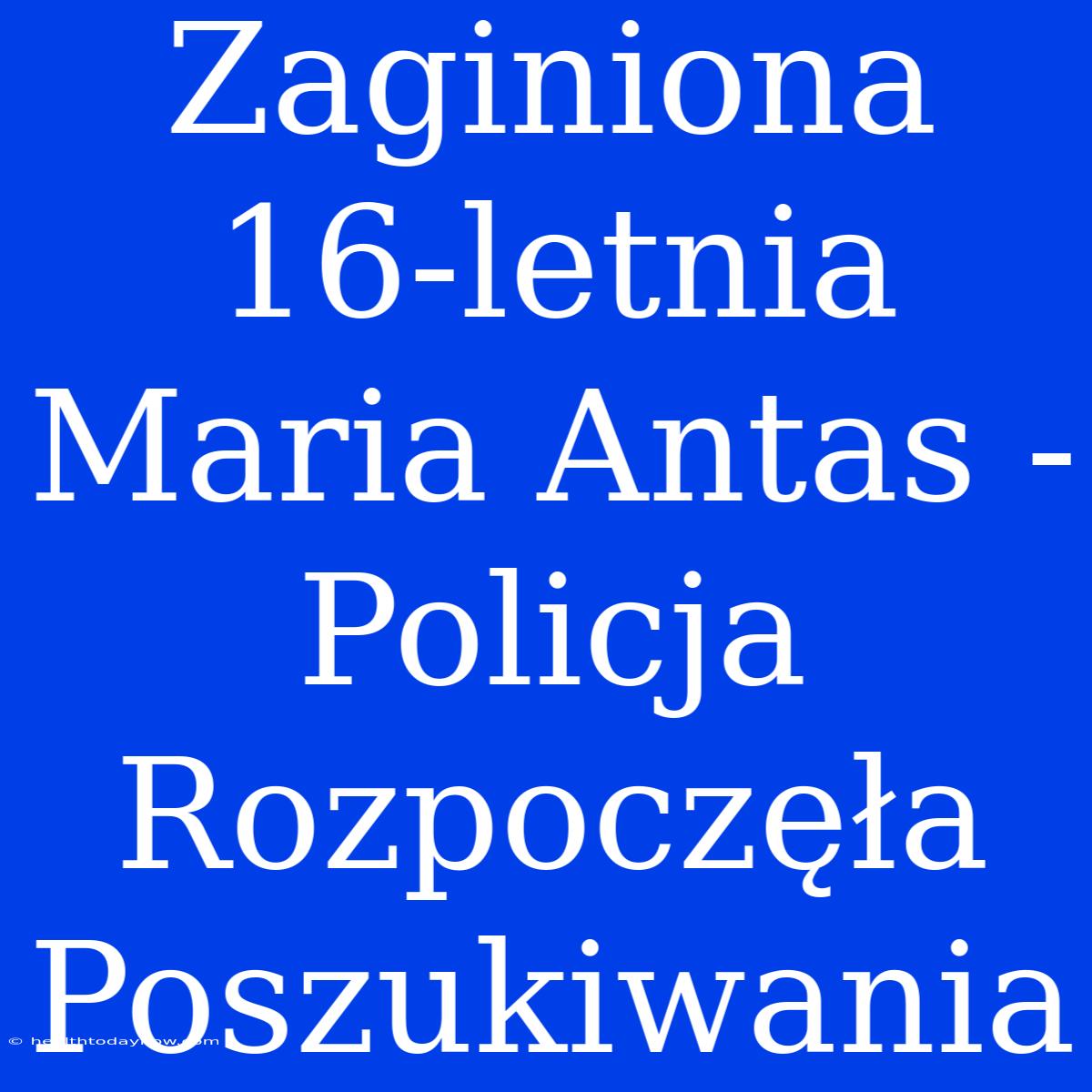 Zaginiona 16-letnia Maria Antas - Policja Rozpoczęła Poszukiwania 