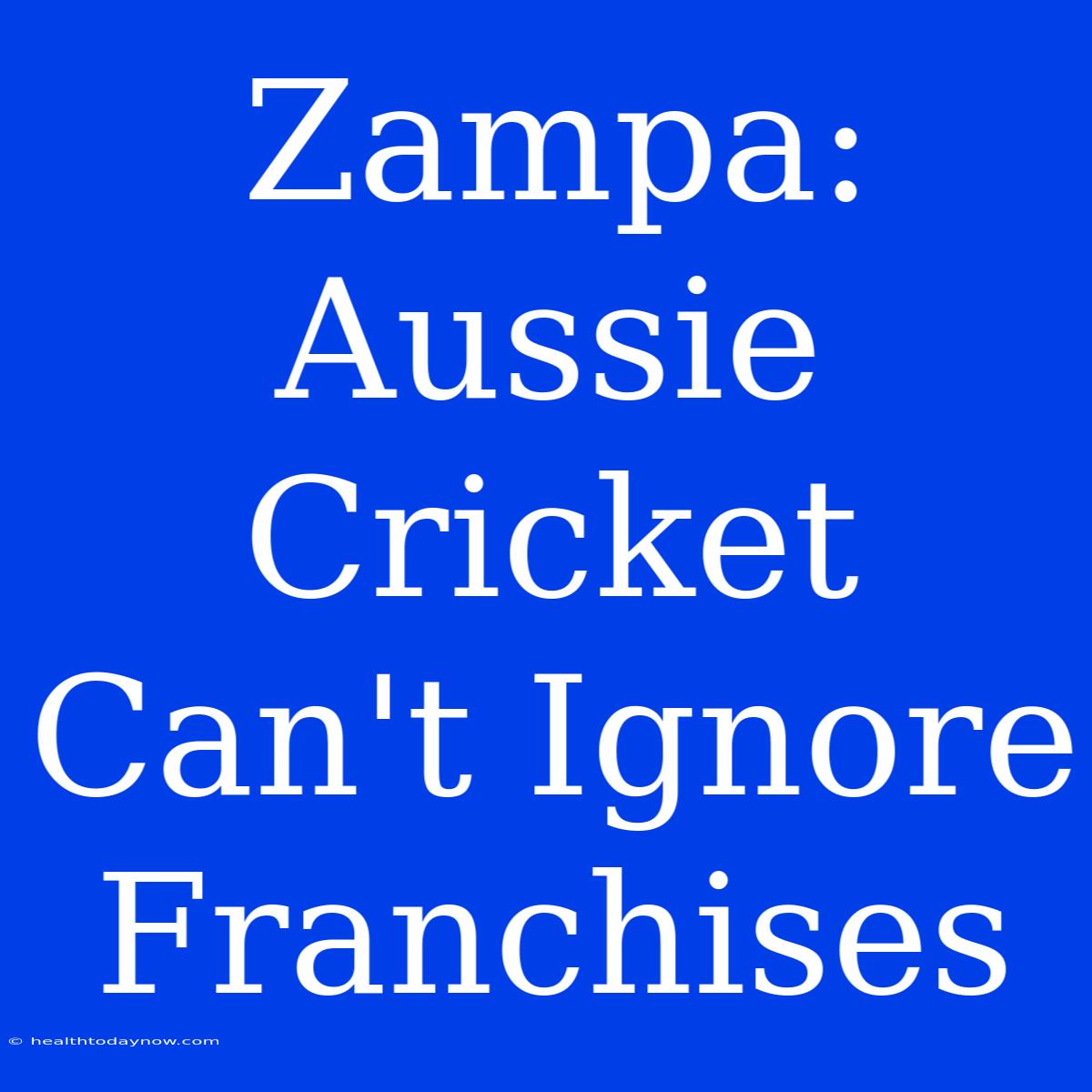 Zampa: Aussie Cricket Can't Ignore Franchises