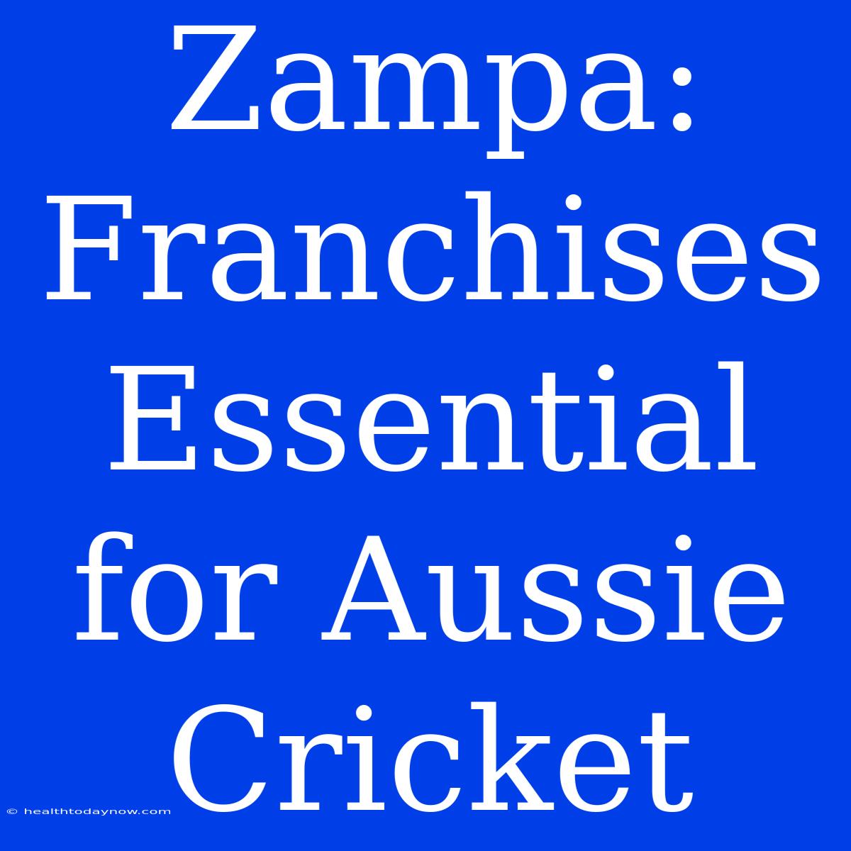 Zampa: Franchises Essential For Aussie Cricket