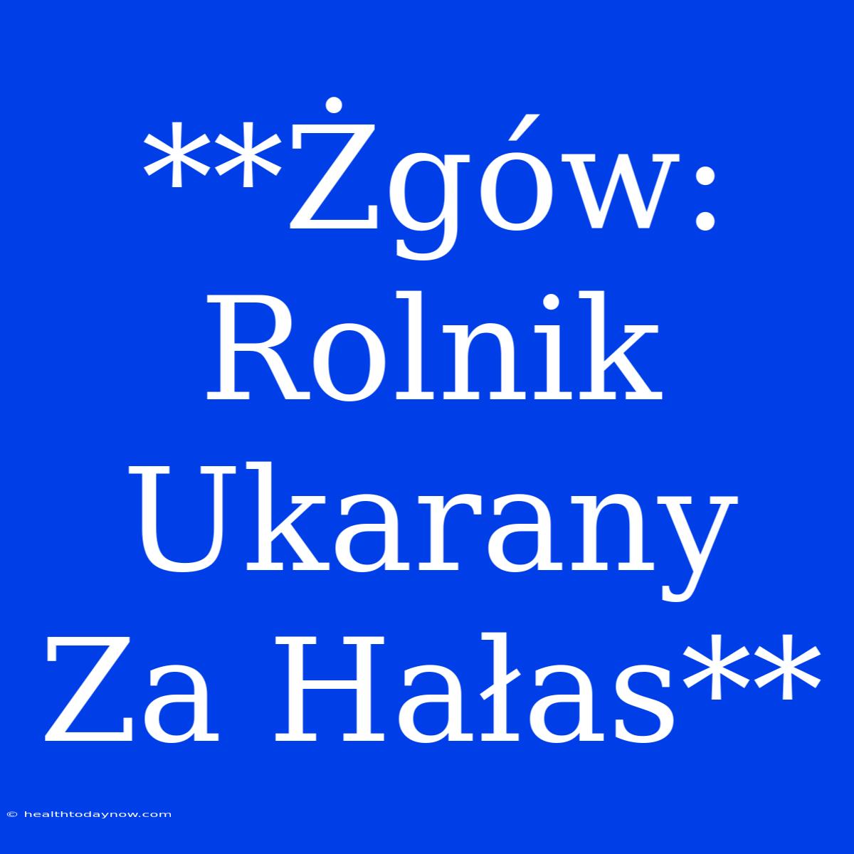 **Żgów: Rolnik Ukarany Za Hałas**